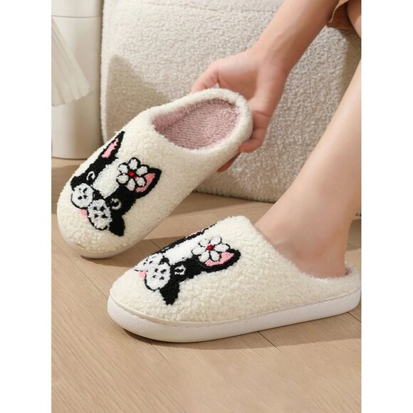 2/$30 Size 10-11 Cute Puppy NEW Boston Terrier Dog Slippers - Picture 5 of 11